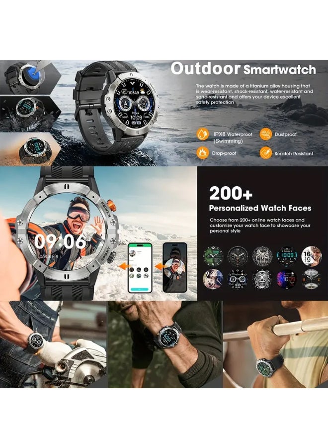 Smart Watch -, Touchscreen Outdoor Sports Watch with 3.86cm Display, 410mAh Battery, Pedometer, 100+ Exercise Modes, Camera Control, Weather Forecast, Swimming Mode, Black Strap, Outdoor Fitness Gear | Modern Watch Design | Watch - Image 3