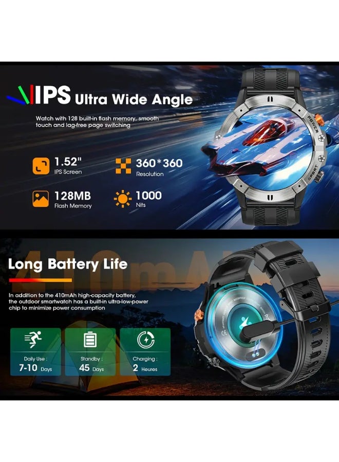 Smart Watch -, Touchscreen Outdoor Sports Watch with 3.86cm Display, 410mAh Battery, Pedometer, 100+ Exercise Modes, Camera Control, Weather Forecast, Swimming Mode, Black Strap, Outdoor Fitness Gear | Modern Watch Design | Watch - Image 4
