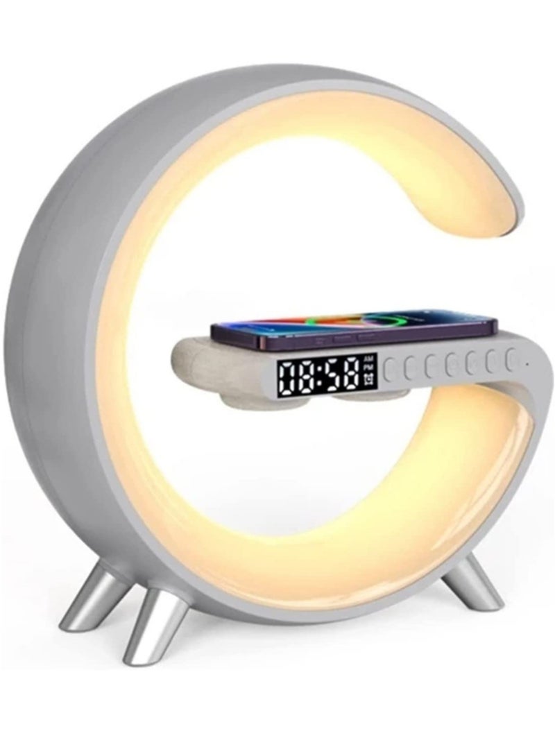 ELTRAZONE Wireless Charger Atmosphere Lamp, RGB Color Changing Mood Light with Time Display, 256 Modes and 16 Million Light Colors, Bluetooth Speaker Desk Lamp with Alarm Clock, Ideal Choice for Friends - Image 1