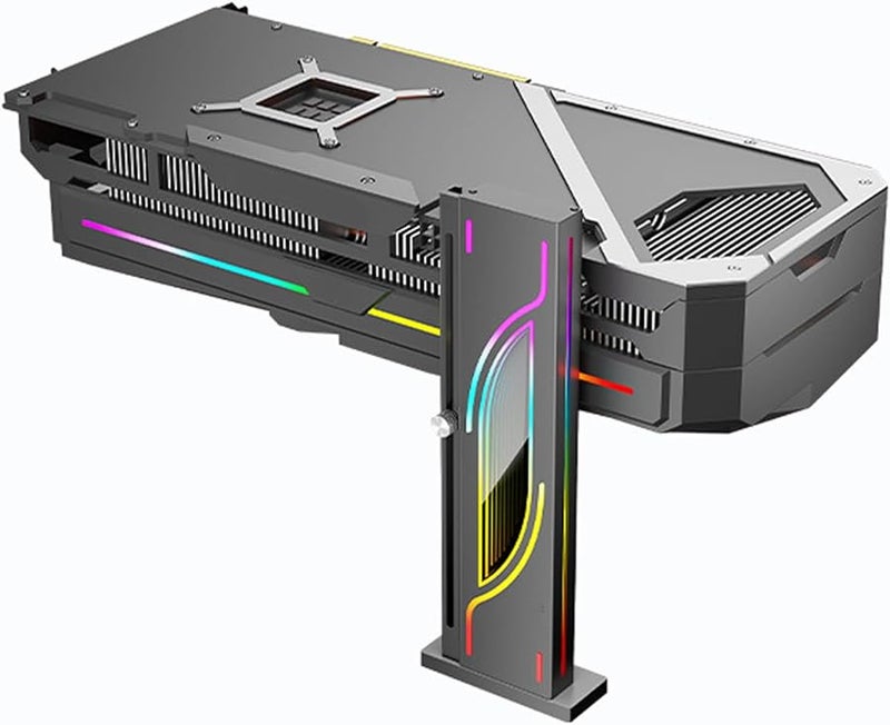 Black Adjustable GPU Support Brace With Magnetic Base And ARGB Lighting For Graphics Card Sag Prevention - Image 2
