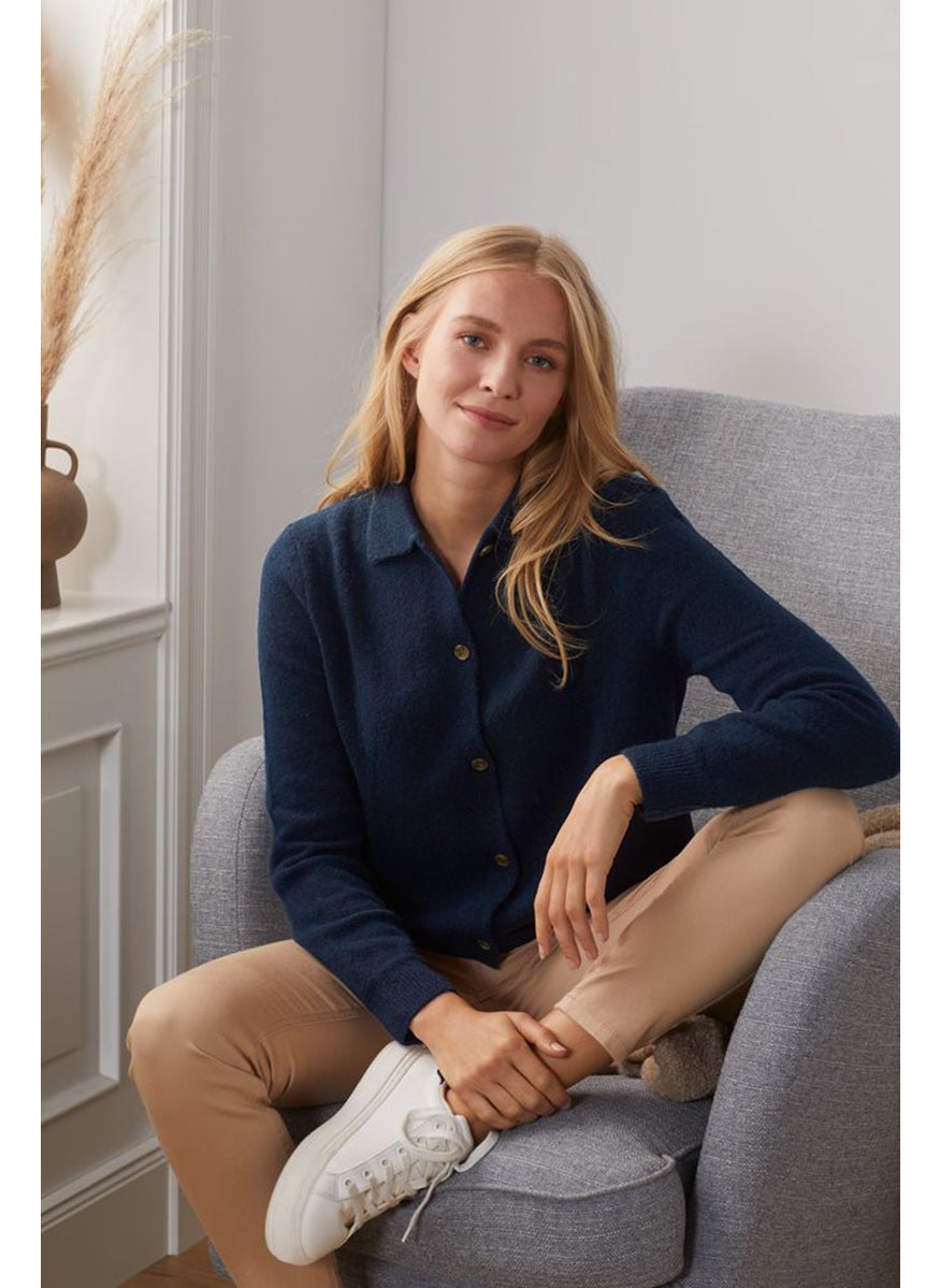 Tchibo Women Long Sleeve Knitted Cardigan, Navy Blue  - Image 1