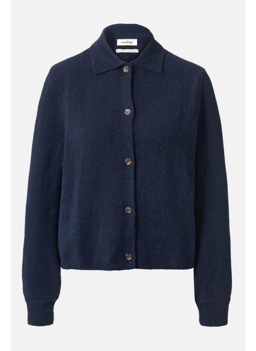 Tchibo Women Long Sleeve Knitted Cardigan, Navy Blue  - Image 3