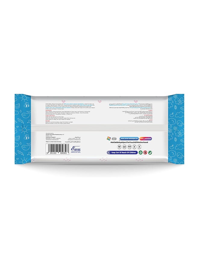 WOW Baby Wipes - Mild Fragrance  99% Water Wipes | Extra Thick Long Wipes with Organic Aloe Vera, Chamomile Extract and Vitamin E, Gentle on sensitive skin| 64's Single Pack - Image 3