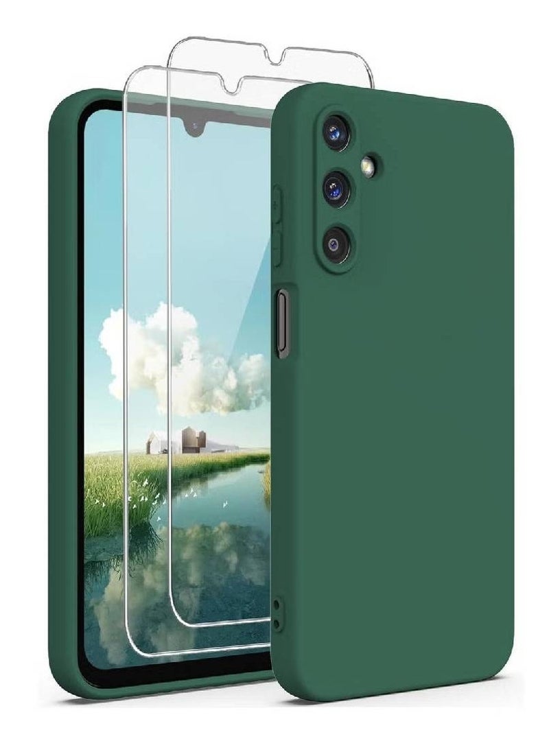 BGM Samsung Galaxy A55 5G Case Bundle – Midnight Green, Ultra Slim Liquid Silicone with 2x Screen Protectors, Anti-Scratch Microfiber Lining 