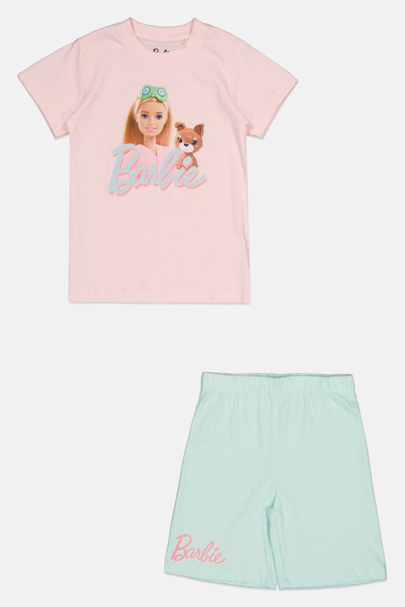 Barbie Kids Girl 2 Piece Graphic Print Top And Shorts Set, Multicolor - Image 1