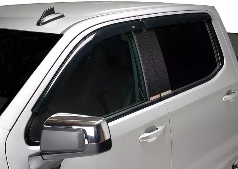 AVS Auto Ventshade [] Outside Mount Rain Guards For 2007-2013 Chevrolet Silverado, GMC Sierra 1500, CREW CAB; 07-14 Silverado/Sierra 2500HD-3500HD, CREW CAB | Window Vent Visors, 4 pcs. - Smoke | 94515 - Image 5