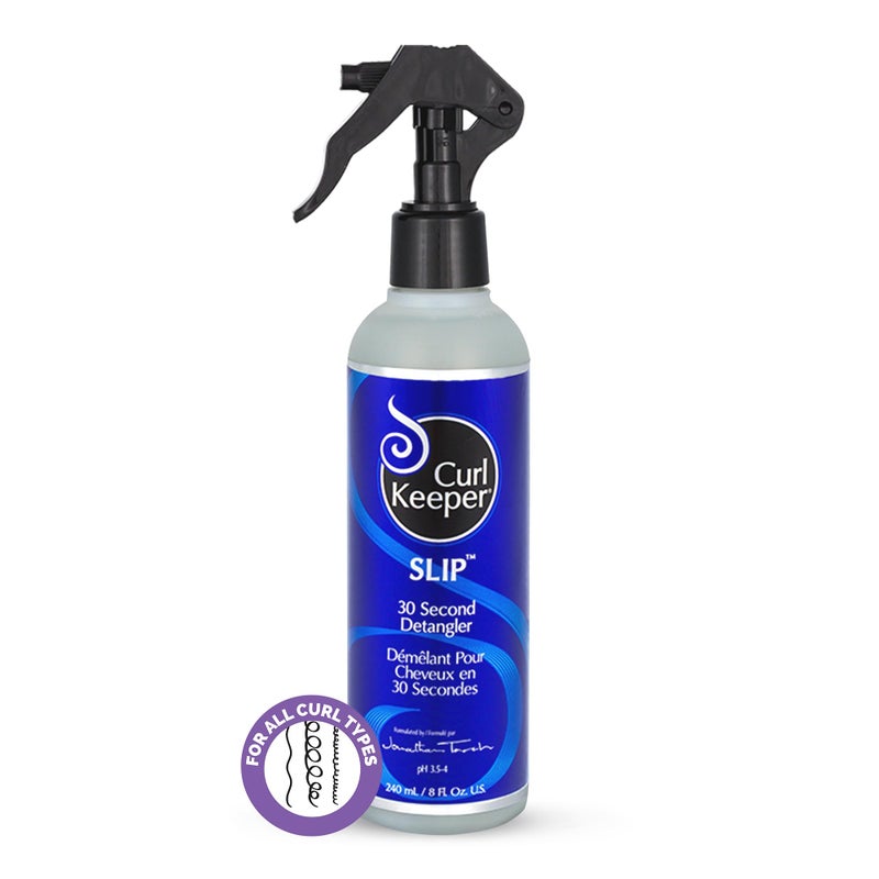 Curl Keeper Slip Hair Detangler Spray for Curly Hair, 8 Fl Oz - Leave In Conditioner Spray for Men, Women & Kids - Water-Based Detangling Spray Loosens Knots & Tangles with Aloe Vera & Silk Protein - Image 1