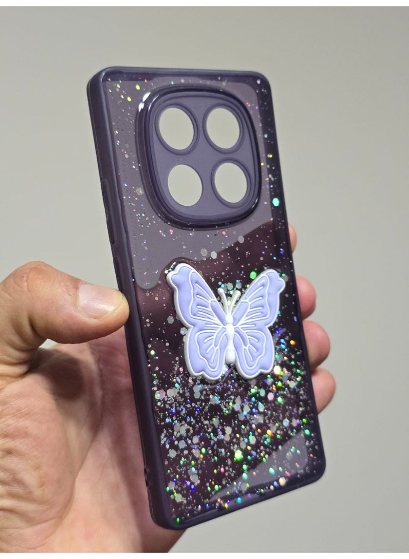 غطاء خلفي عليه فراشة متوافق مع هاتف شاومي ريدمي نوت 14 Pro Plus - Image 3