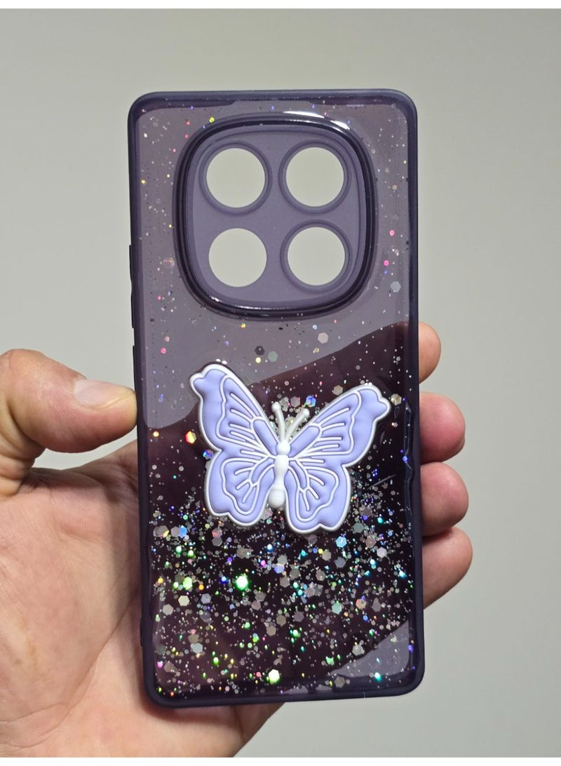 غطاء خلفي عليه فراشة متوافق مع هاتف شاومي ريدمي نوت 14 Pro Plus - Image 1