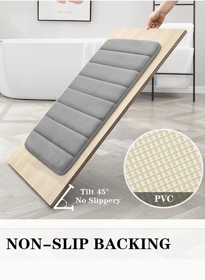 Eworld - 3-Piece Bathroom Rug Set, Floor Mat with Memory Foam, Non-Slip, Extra Soft and Absorbent, Machine Washable Pedestal Mat Set for Bathroom, Vanity and Guest Suite, Grey - Image 1