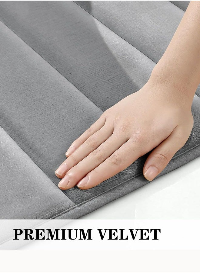 Eworld - 3-Piece Bathroom Rug Set, Floor Mat with Memory Foam, Non-Slip, Extra Soft and Absorbent, Machine Washable Pedestal Mat Set for Bathroom, Vanity and Guest Suite, Grey - Image 1