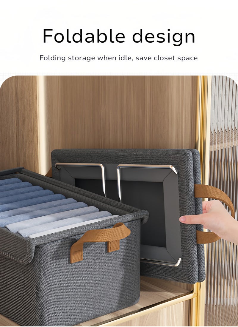 Generic 4-piece set large bedroom clothing storage box with lid thickened steel frame foldable wardrobe clothing storage box with handles for storing clothes and toys  - Image 2