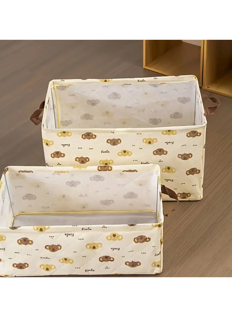 2 Pcs Storage Baskets  with Steel Frame Foldable Stackable Storage Bins with Handle Storage Boxes Clothes Organisers for Organizing Toys Clothes(Beige)