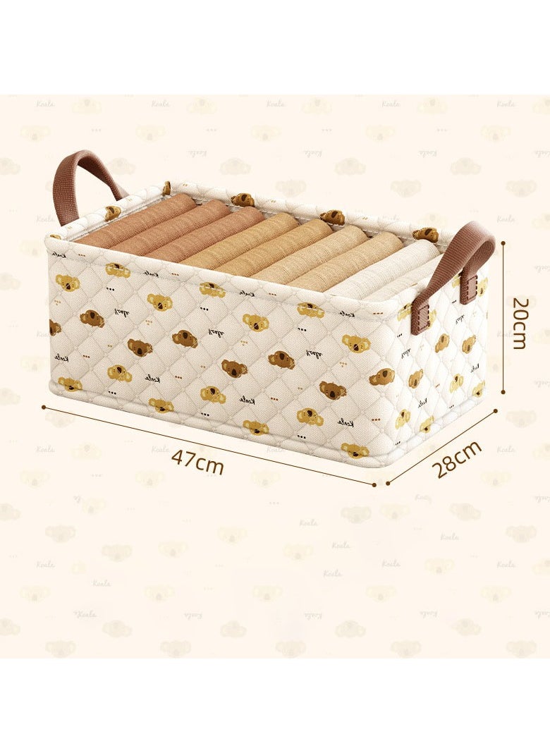 2 Pcs Storage Baskets  with Steel Frame Foldable Stackable Storage Bins with Handle Storage Boxes Clothes Organisers for Organizing Toys Clothes(Beige)