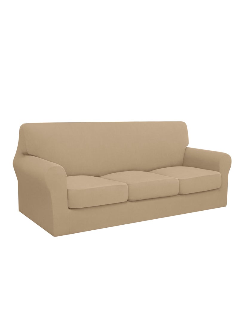 Easy-Going EasyGoing 4 Pieces Oversized Stretch Soft Couch Cover for Dogs  Washable Sofa Slipcover for 3 Separate Cushion Couch  Elastic Furniture Protector for Pets Kids Pale Yellow 