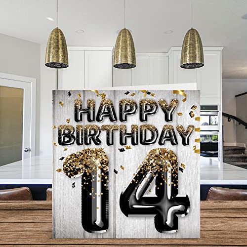 Stuff4 14th Birthday Card for Boys - Black & Gold Glitter Balloons - Happy Birthday Cards for 14 Year Old Boy Son Brother Grandson Cousin, 5.7 x 5.7 Inch Fourteen Fourteenth Greeting Cards Gift - Image 3