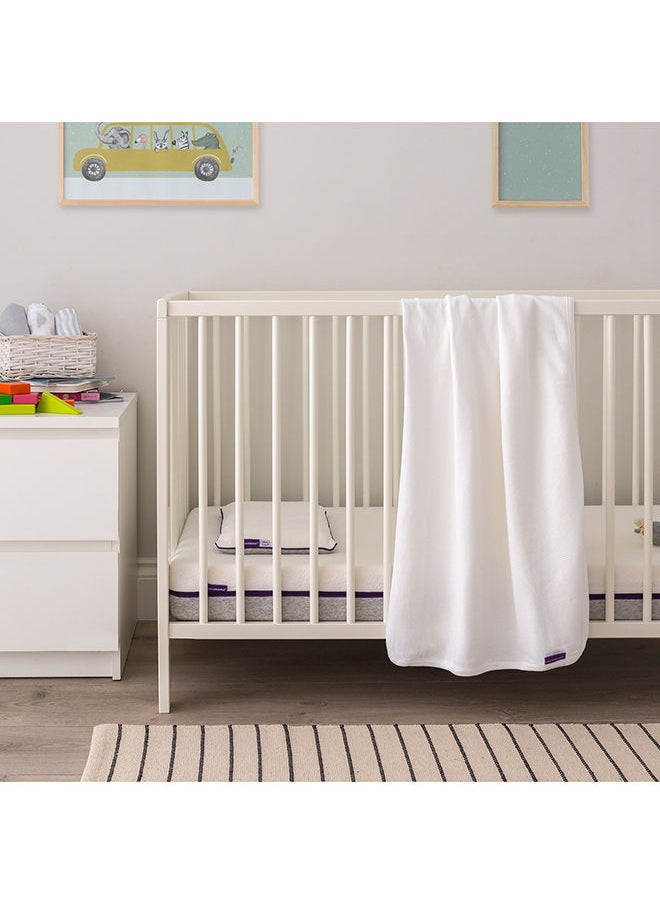 Clevamama - Waffle Weave Cotton Blanket Cot/Cot Bed 120x140 Cm White - Image 1