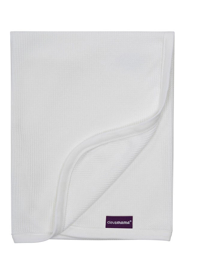 Clevamama - Waffle Weave Cotton Blanket Cot/Cot Bed 120x140 Cm White - Image 1