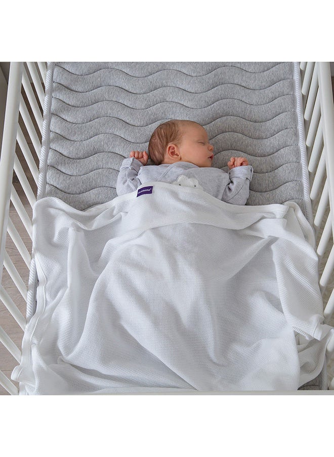 Clevamama - Waffle Weave Cotton Blanket Cot/Cot Bed 120x140 Cm White - Image 1