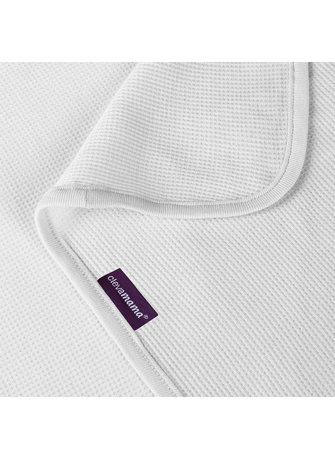 Clevamama - Waffle Weave Cotton Blanket Cot/Cot Bed 120x140 Cm White - Image 1