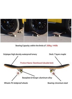RATSAW Complete Skateboard 7 Layer Maple Skateboard with Waterproof Emery and PU Skidproof Wheels Double Kick Concave Skateboard for Kids Teens and Adults  - Image 3