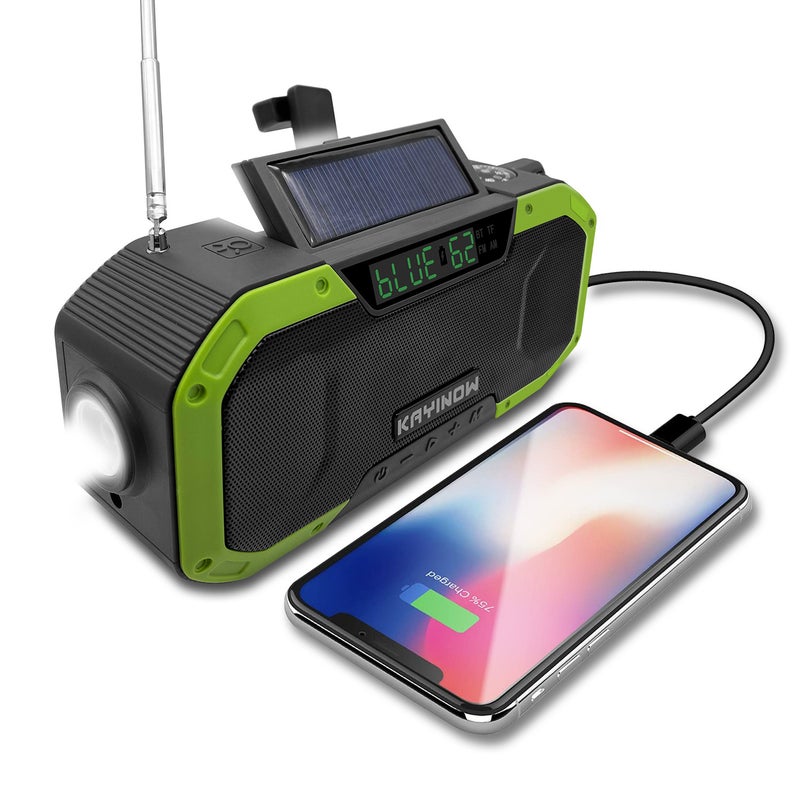 Disaster Prevention Emergency Radio, Combat Readiness, Outdoor Multi-Functional Hand-Cranked Power Generation, Portable Solar-Powered Bluetooth Radio - Image 2