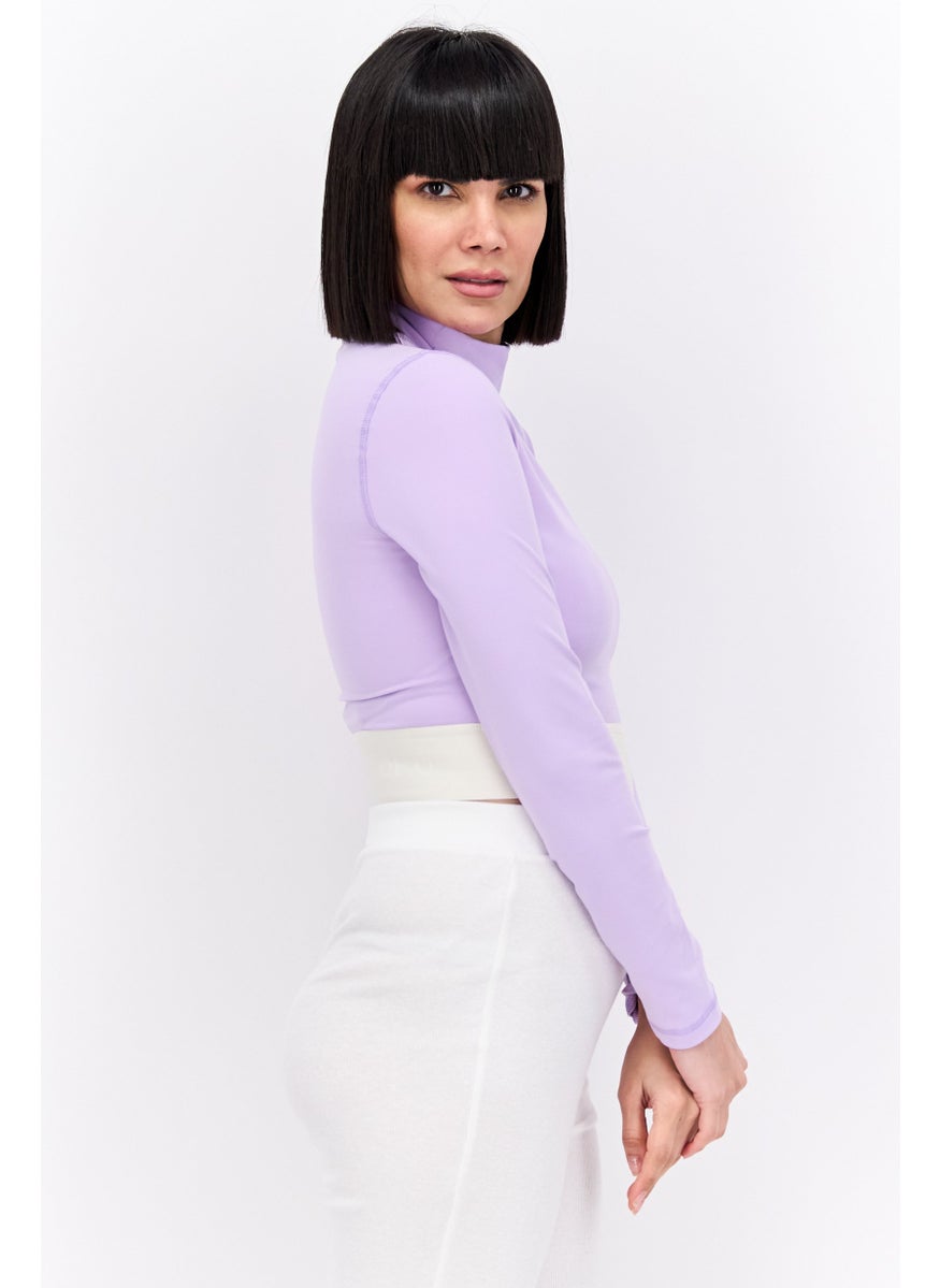 TRIBE OF 6 Women Plain Rash Guard Swimwear, Purple  - Image 3
