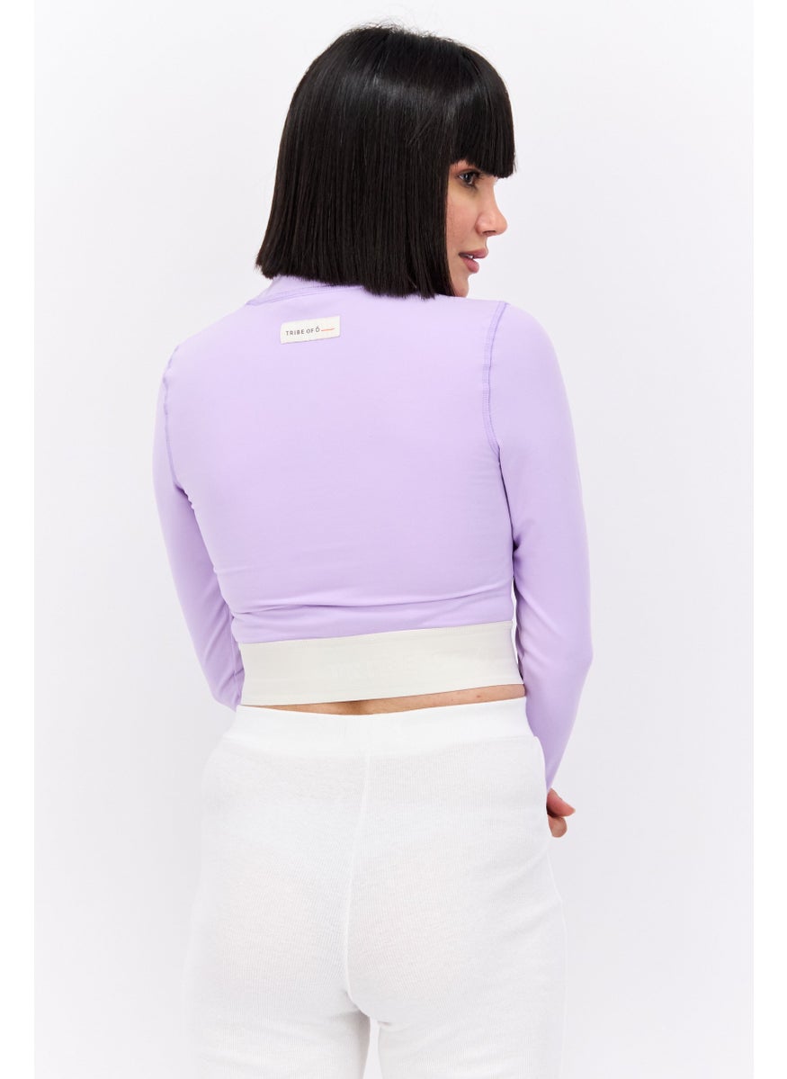 TRIBE OF 6 Women Plain Rash Guard Swimwear, Purple  - Image 4