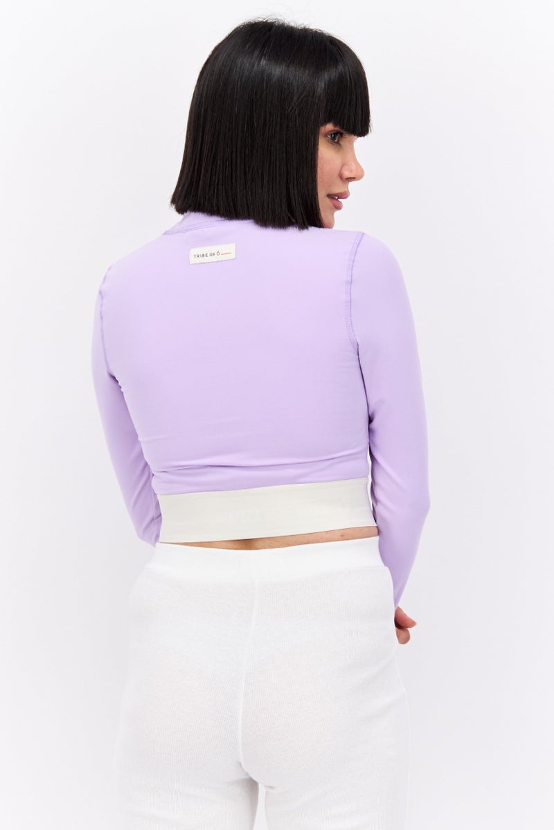 TRIBE OF 6 Women Plain Rash Guard Swimwear, Purple - Image 2