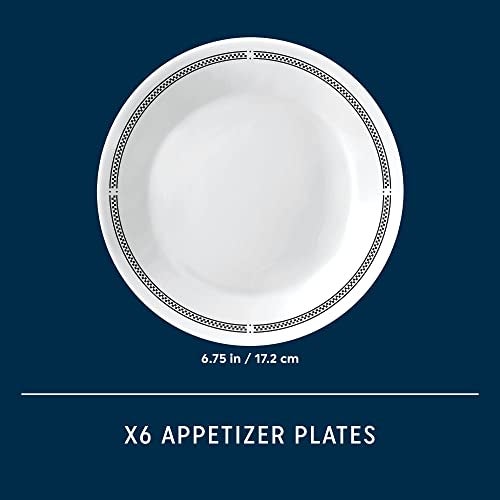 Corelle Vitrelle 6.75" Salad Appetizer Plate Set, Triple Layer Glass and Chip Resistant, Lightweight Round Plates, 6-Piece Brasserie - Image 5
