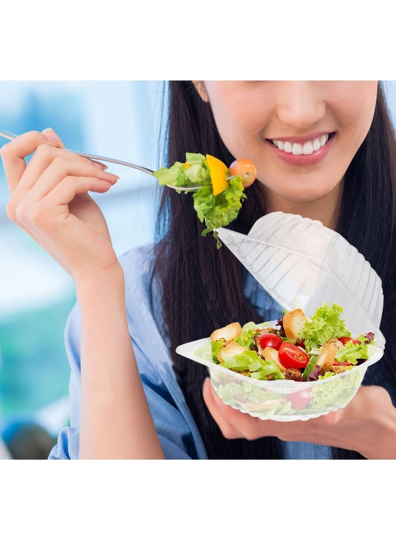 100 Pack Disposable Plastic To Go Containers with Clear Lids, 6 x 6 Inch Hinged Top Square Clamshell Food Boxes for Salad, Dessert, Bakery Supplies - Image 3