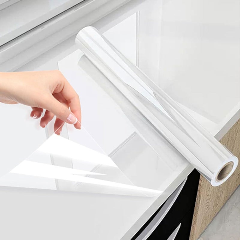 Generic Transparent selfadhesive furniture foil splash protection book protection surface protection tile sticker for bathroom kitchen furniture waterproof 30 x 200 cm  - Image 1