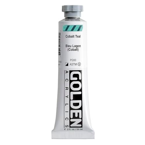 Golden Heavy Body Acrylics by GOLDEN, Cobalt Teal, 2 fl. oz. Tube, Professional Acrylic Paint, Semi-Opaque - Image 1