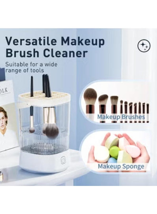 Rock Pow Electric Makeup Brush Cleaner Machine,3-in-1 USB Automatic Make up Brushes Cleaner,Quick Wash in Seconds Cosmetic Brushes Cleaning Tools,Make up Brush Cleaner Set for Cleaning and Drying white - Image 2