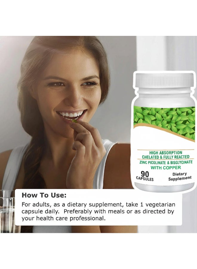 مركب بيكولينات الزنك المخلب وبيسجليسينات مع النحاس، مكمل معدني بالزنك 90 كبسولة - Image 5
