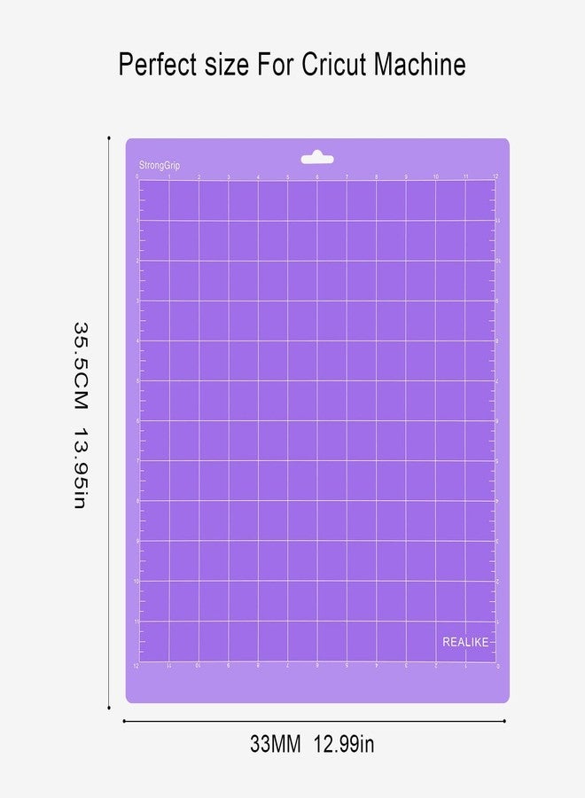 REALIKE حصيرة قطع REALIKE StrongGrip متوافقة مع Cricut Maker 4/Maker 3/Maker/Explore 4/3/Air 2/Air/One، عبوة 2 بحجم 12x12 بوصة، حصيرة لاصقة قوية غير قابلة للانزلاق باللون الأرجواني - Image 2