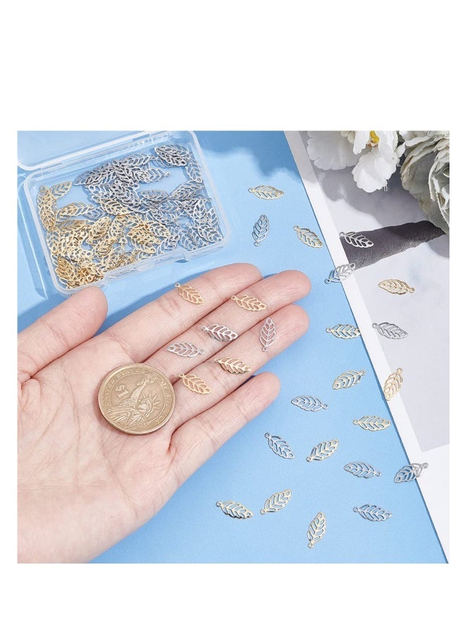 120 Leaf Charms Stainless Steel Pendants Metal Charms 1-1.2mm Small Hole for DIY Jewelry Making Accessory - Image 3
