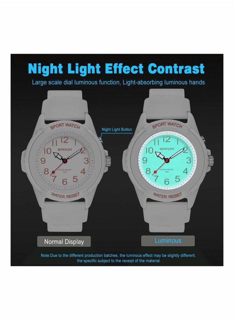 Kids Analog Watch for Boys Girls, Waterproof Time Teaching Watch with Night Light, Easy to Read and Learning Time for Children 9-18 - Image 2