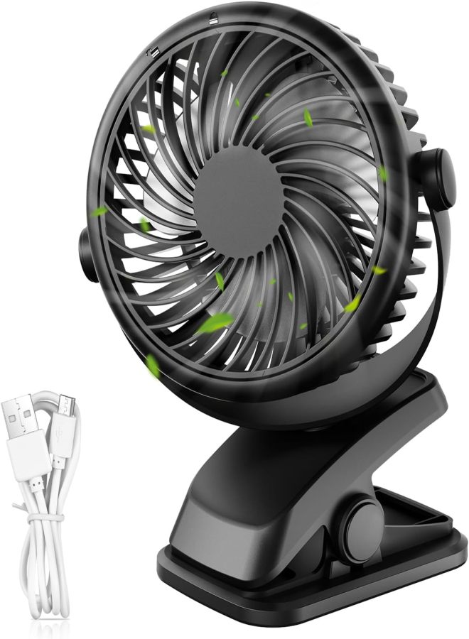 Mini USB Fan, Portable Clip-on Desk Fan, 2800 mAh Rechargeable Battery, 3 Speed ​​Settings, 360° Rotation, Silent Desk Fan—Compact for Bedroom, Office, and Strollers - Image 1