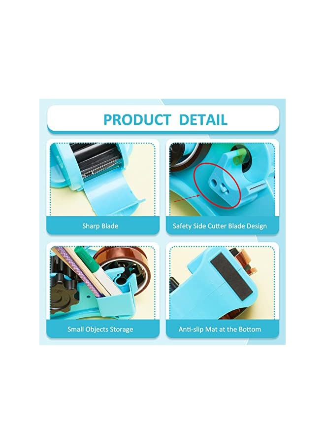 promass Multiple Roll Cut Heat Tape Cut Dispenser, Heat Resistant Sublimation Desk Tape Dispenser with 5 Pieces High Temp Tape Multi-Size Heat Press Tape for Industrial Use, Solder (Blue) - Image 2