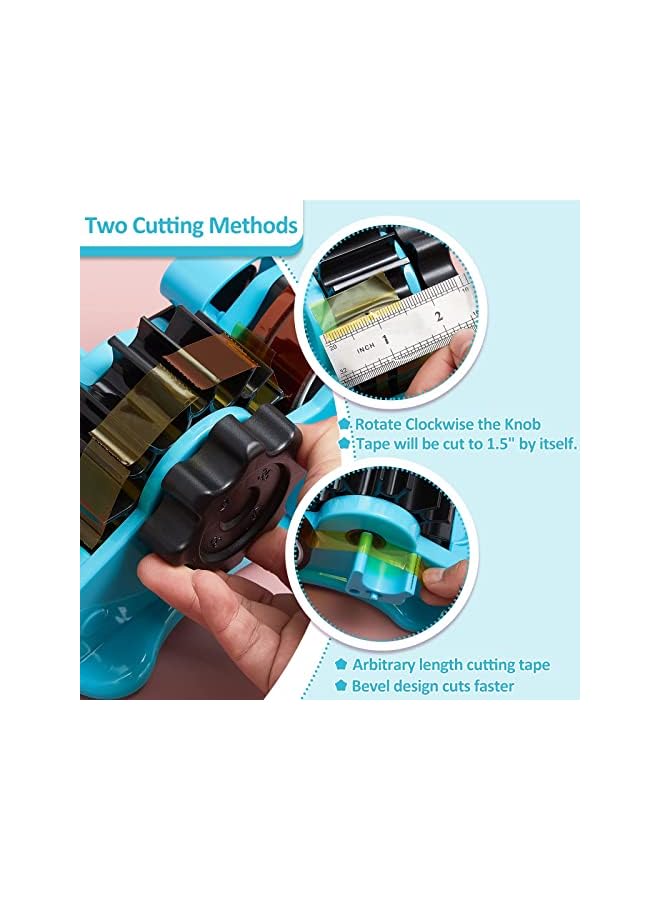 promass Multiple Roll Cut Heat Tape Cut Dispenser, Heat Resistant Sublimation Desk Tape Dispenser with 5 Pieces High Temp Tape Multi-Size Heat Press Tape for Industrial Use, Solder (Blue) - Image 3