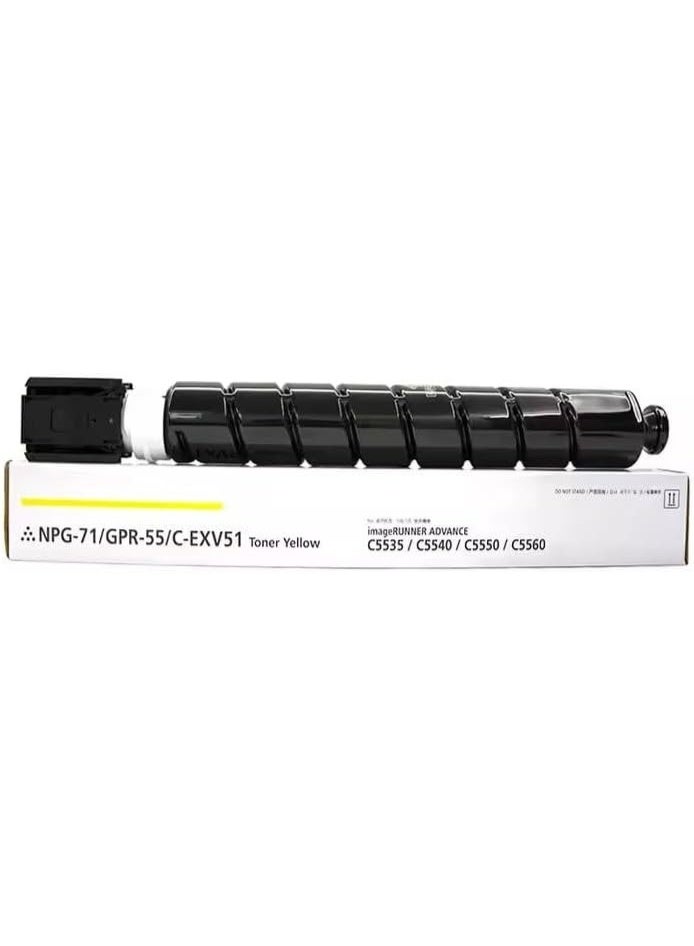Toner Cartridge C-EXV 51 High Yield Toner Cartridge (1-Pack) Compatible with Printer Canon IR ADV C5535, IR ADV C5535i, IR ADV C5540i, IR ADV C5550i, IR ADV C5560i (Yellow) - Image 1