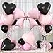 Vibzox Pink Bow Foil BalloonsLight Pink Black Heart Foil Balloons and Bow Print Balloons for Women Birthday Baby Shower Valentines Day Party Decorations - Image 2