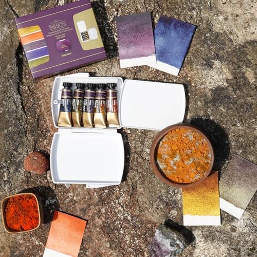 Mijello Mission Tourmaline TwoTone Granulation Water Color Paint Unique texture Color retention Good Pigmentation for dramatic effect Art work Craft_MGC0405A_5 Colors Autumn Set - Image 3