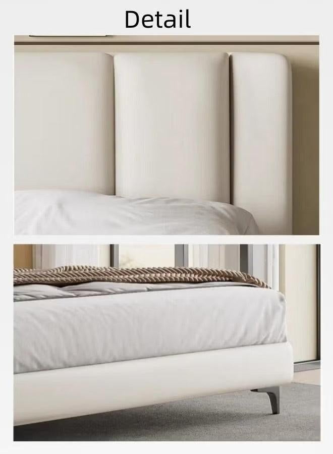 Wooden Twist Wooden Twist Italian Minimalism Modernize Leatherette Upholstery Bed for Luxury Bedroom (Queen Size)  - Image 3