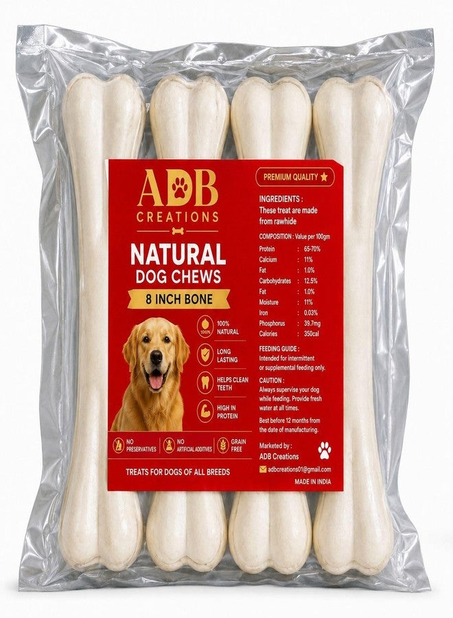 ADB CREATIONS Rawhide Bones for Dogs and Puppies Chicken Flavour Delicious Treats 8 Inch Calcium Chew Bone All Life Stages/Helps in Strengthen Bones and Teeth with Nutritional Benefits (4 kg) - Image 1