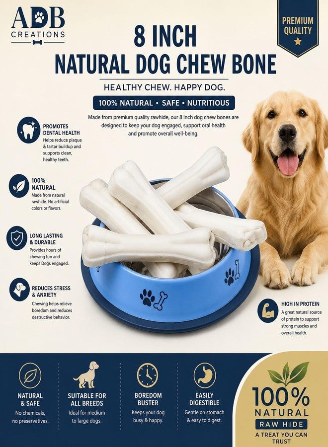 ADB CREATIONS Rawhide Bones for Dogs and Puppies Chicken Flavour Delicious Treats 8 Inch Calcium Chew Bone All Life Stages/Helps in Strengthen Bones and Teeth with Nutritional Benefits (4 kg) - Image 2