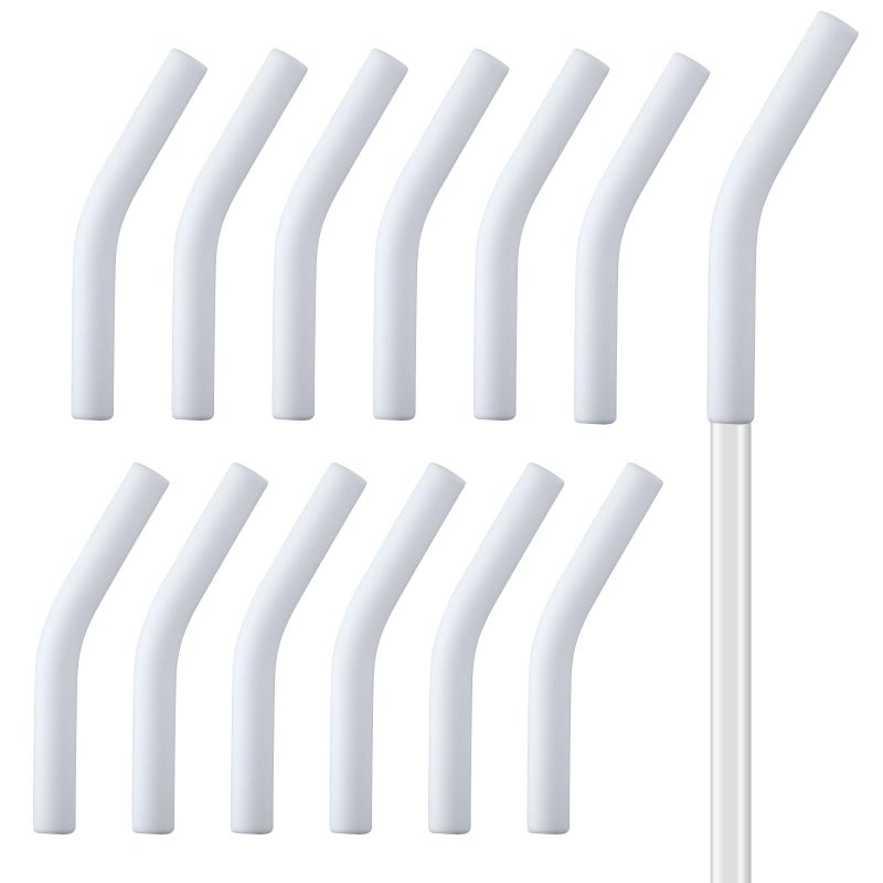 13pcs Silicone Straw Tips Soft Reusable Drinking Straw Topper Fit for 8mm Outer Diameter for Hydraflow Straw Replacement Tip Covers BPA Free for Stainless Steel Straws White