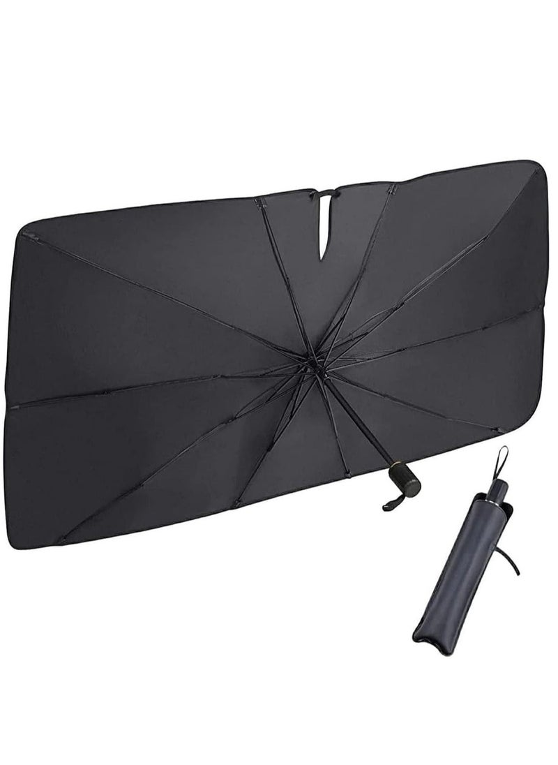 ELTRAZONE Car Sun Shade Umbrella (55x31inches) Upgraded Design - Titanium Silver Foldable Car Sunshade for Front Windshield (Heat Insulation Protection) - Covers for Most Cars and SUVs - Image 1