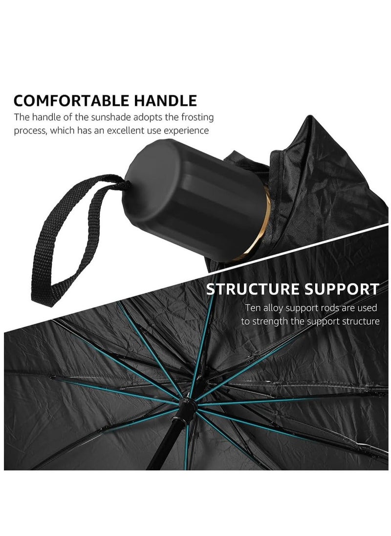 ELTRAZONE Car Sun Shade Umbrella (55x31inches) Upgraded Design - Titanium Silver Foldable Car Sunshade for Front Windshield (Heat Insulation Protection) - Covers for Most Cars and SUVs - Image 4